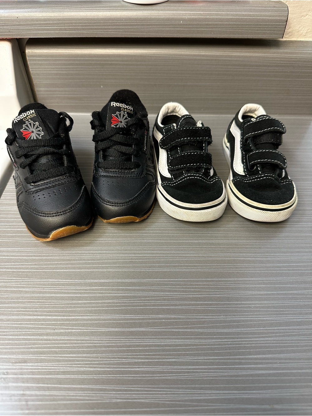 Vans Kids Black & White Velcro Sneakers